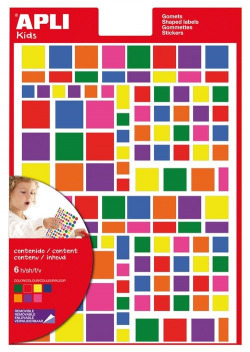 PACK OF 6 SHEETS SQUARED AND TRIANGULAR STICKERS 7 ASSORTED COLORS