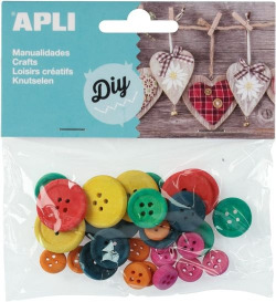 SAC 30 BOUTONS BOIS ASSORTIMENTS APLI