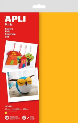 BLISTER 10 SHEETS A4 FELT APLI YELLOW