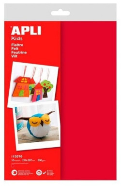 BLISTER 10 SHEETS A4 FELT APLI RED