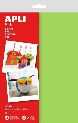 BLISTER 10 SHEETS A4 FELT APLI GREE