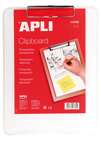 CARTAFOL A4 CON PINZA SUPERIOR PLASTICO TRANSPARENTE