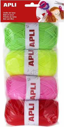 BLISTER 4 OVILLOS DE LANA TONOS FLUOR 50G