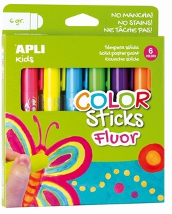 ESTOJO 6 TEMPERA SOLIDA APLI KIDS COR FLUORESCENTE