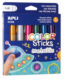 ESTUCHE 6 TEMPERA SOLIDA APLI KIDS COLOR METALIZADO