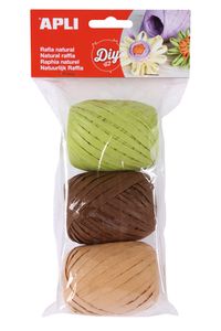 BLISTER 3 OVILLOS RAFIA NATURAL TONOS NATURE 30M
