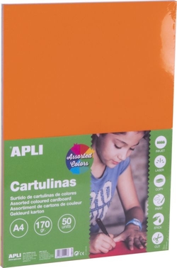 PACK/50 A4 170G APPLI CARDBOARD. INTENSE ASSORTED