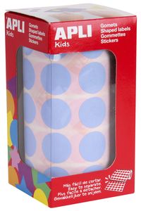 ROLL OF ROUND LIGHT BLUE STICKERS 20MM