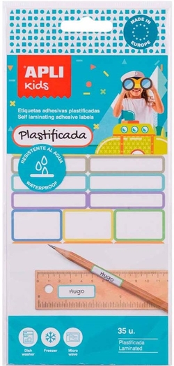 BLISTER 35 ETIQUETAS PLASTIFICADAS VARIOS TAILLES