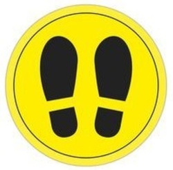 ROUND SAFE DISTANCING STICKER 30CM FEET ICON