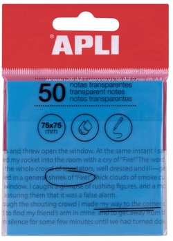 Bloc 50 notas adhesivas transparentes 75x75mm color azul