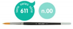 BOX OF 6 ROUND SYNTHETIC BRUSHES SERIES 611 N.00 SHORT HANDLE