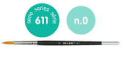 BOX OF 6 ROUND SYNTHETIC BRUSHES SERIES 611 N.0 SHORT HANDLE