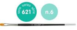 BOX OF 6 SYNTHETIC FLAT BRUSHES SERIES 621 N.6 SHORT HANDLE