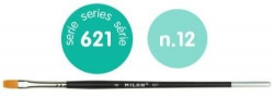 BOX OF 6 SYNTHETIC FLAT BRUSHES SERIES 621 N.12 SHORT HANDLE