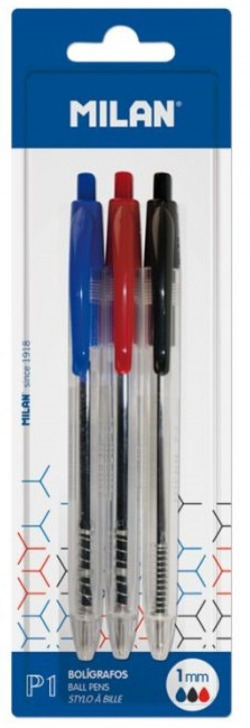 BLISTER 3 BOLIGRAFOS P1 ROJO AZUL Y NEGRO
