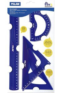ESTOJO DE DESENHO FLEXIVEL 4 PEÇAS 30CM AZUL