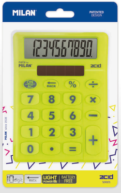 BLISTER DESKTOP CALCULATOR 10 DIGITS ACID YELLOW