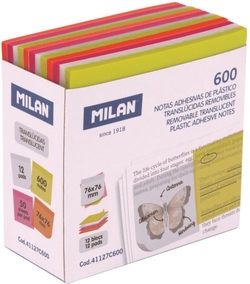 PACK 600 NOTAS ADHESIVAS TRANSLUCIDAS SURTIDAS