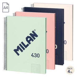 PACK/4 BLOC A4 80H 95G. CUAD.5X5 MICROPERF. COULEURS SURTID.