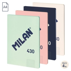 PACK/4 CADERNO ENCOLADA A4 48H 95G. CUAD.5X5 MICROP. CORES