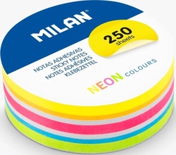NOTAS ADHESIVAS 250H. CIRCULARES CORES NEON 6,7CM DIAMTR.