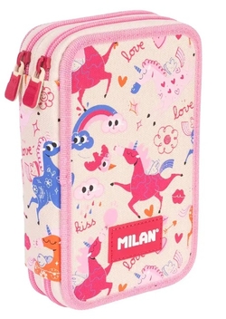 2-TIER PENCIL CASE WITH CONTENTS, FLOWICORN SERIES, BEIGE COLOR