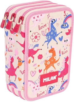 PLUMIER 3 PISOS COM CONTEÚDO SERIE FLOWICORN COR COR-DE-ROSA