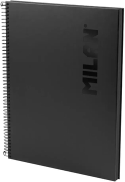A4 Spiral Notebook, Hardcover, Grid, 80 Sheets, 95gsm, Shadow Black