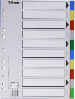 Bolsa separadores a4 multitaladro polipropileno con 10 pestañas de colores