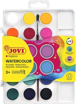 ESTOXO PLASTICO 18 ACUARELAS JOVI CORES SURT. + PINCEL