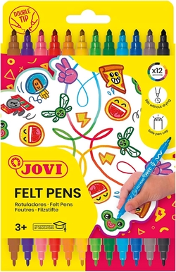 ESTOJO 12 MARCADORES JOVI PONTA DUPLO FINA/GROSSA