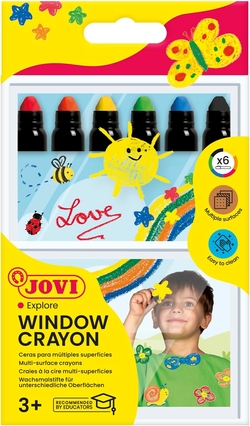 ÉTUI 6 CRAYON DE CIRE MULTIPLES SUPERFICIES DECOR GLASS JOVI
