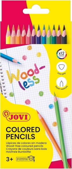 BOX OF 12 COLORED PENCILS JOVI WOODLESS ASSORTED