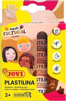 ESTOXO 6 BARRAS PLASTILINA JOVI 15G. CORES MULTICULTURAL