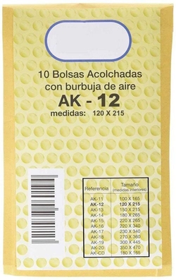 PAQ/10 BOLSA KRAFT ACOLCHADA AK-12 AUTOADHESIVA 120X215