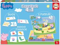 SUPERPACK PEPPA PIG 4 EN 1.(DOMINO+2 PUZZLES+IDENTIC)