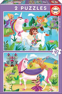 UNICORNIOS E HADAS PUZZLE 2X20 PEZAS