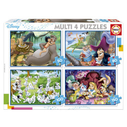 MULTI 4 PUZLES DISNEY ALADDIN+JUNGLE BOOK+ALICIA+PETER PAN