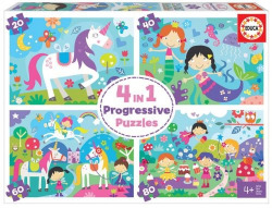 MUNDO DE FANTASIA 4 IN 1 PUZZLES 20 40 60 80 PEZAS
