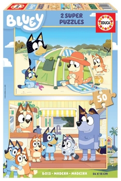 PUZZLE INFANTIL BLUEY 2X50 PIÈCES DE BOIS