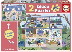 PUZZLE 2X100 PIECES HOUSE INSIDE OUTSIDE
