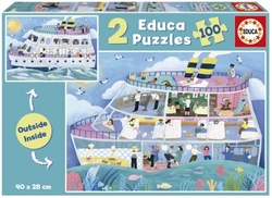 PUZZLE 2X100 PEÇAS BARCO INSIDE OUTSIDE