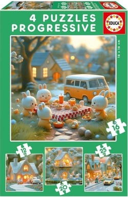 PUZZLE PROGRESIVO 6-9-12-16 PIÈCES CIUDAD DE CONEJITOS