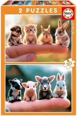PUZZLE 2X20 PEZAS BEBES ANIMAIS