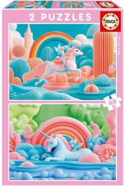 PUZZLE 2X48 PEZAS UNICORNIOS MAGICOS
