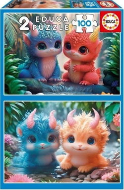 PUZZLE 2X100 PEZAS MONSTRUOS ADORABLES