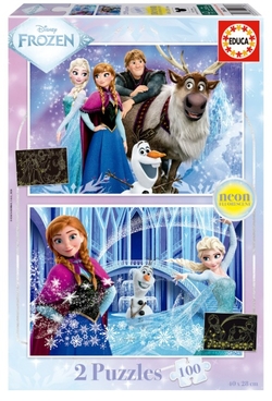 PUZZLE 2X100 PIEZAS FROZEN NEON FSC