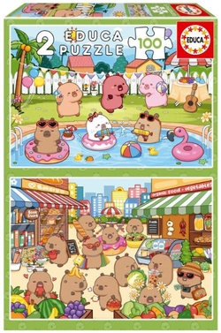 PUZZLE 2X100 PEZAS CAPYBARAS CAPYFUN