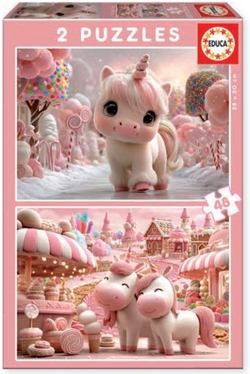 PUZZLE 2X48 PEZAS DULCES UNICORNIOS